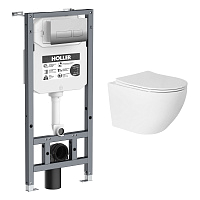 АКЦИЯ СЕТ Holler K133-A04 Инсталляция + кнопка хром(K5231) + унитаз Holler Point T белый м