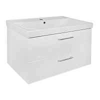 Azario Тумба Ника 80 белая подвесная  2 ящика + раковина Tempo 80