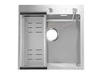 Мойка SANTREK 5050 ДЕКОР САТИН 500x500х220(3,0mm) + сифон, колландер, дозатор             