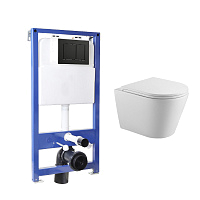 СЕТ Holler MQ100 Инсталляция + кнопка черная(MBE) + унитаз Holler Shell белый м/л