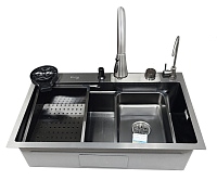 Мойка SA HB7545FB Графит 750x450x220(3,0mm)+сифон,колландер, фруктовница, доска, 2 смеси