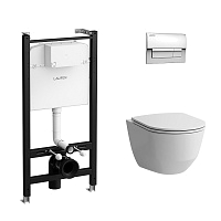 СЕТ LAUFEN PRO Инсталляция + подвесной унитаз с сидением микролифт + кнопка Хром