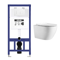 СЕТ Holler MQ102 Инсталляция + кнопка хром(GPB) + унитаз Holler Next  Торнадо белый м/л