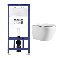 СЕТ Holler MQ102 Инсталляция + кнопка белая(MWRC) + унитаз Holler Wall белый м/л