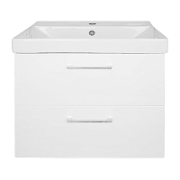 Azario Тумба Ника 60 белая подвесная  2 ящика + раковина Tempo 60