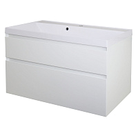 Azario Тумба Velluto 100 подвесная 2ящ. белая матовая + раковина Слим 100