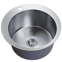 Mixline Мойка круглая D50*20(3,0) 3 1/2 с сифоном,настольный монтаж(сатин)